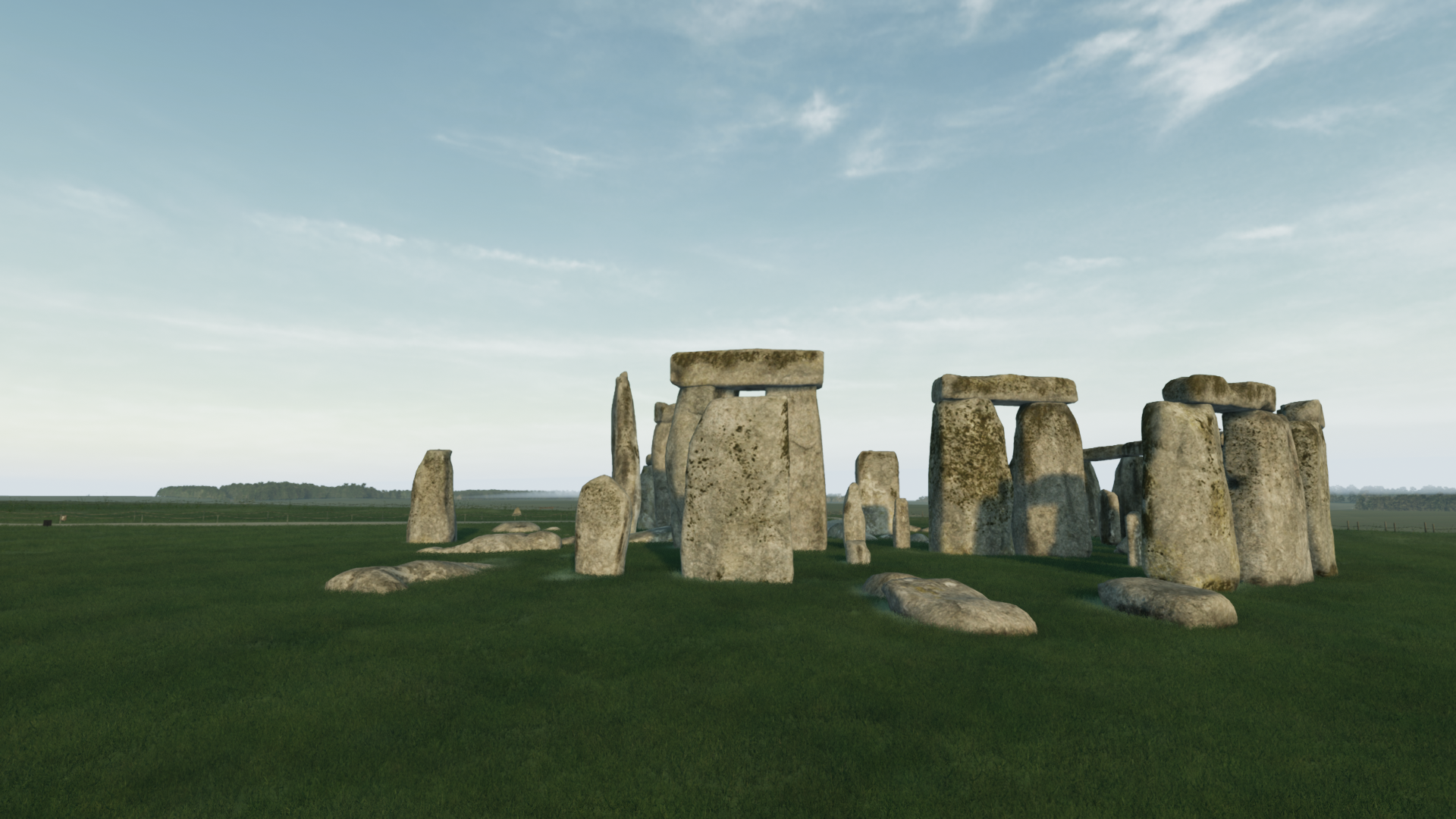 Stonehenge in a virtual environment.
