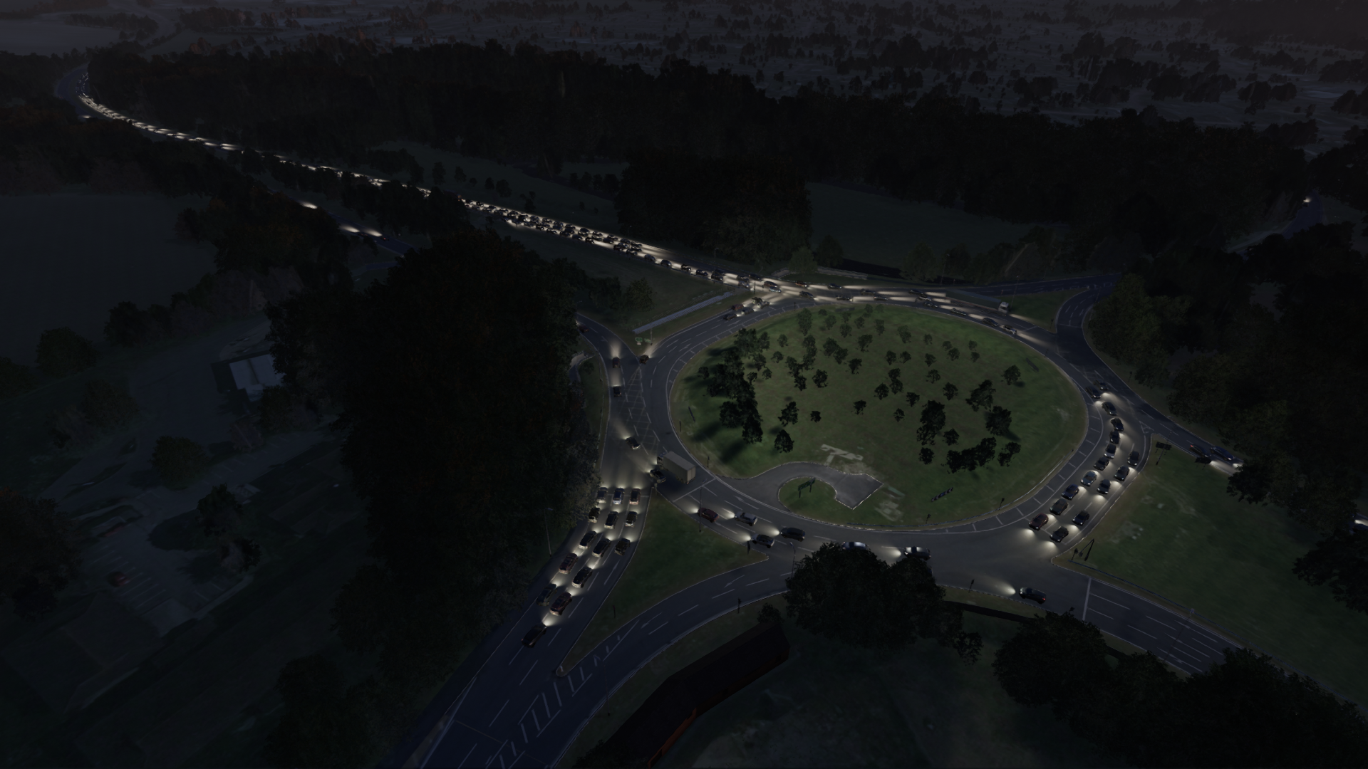 The Countess Roundabout at night.